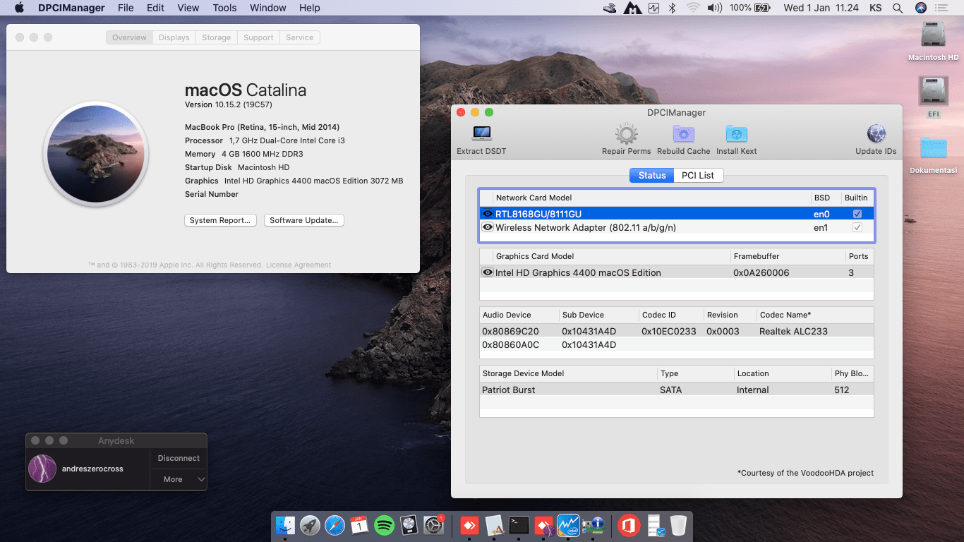 Success Hackintosh macOS Catalina 10.15.2 Build 19C57 in Asus X302LA-FN205D
